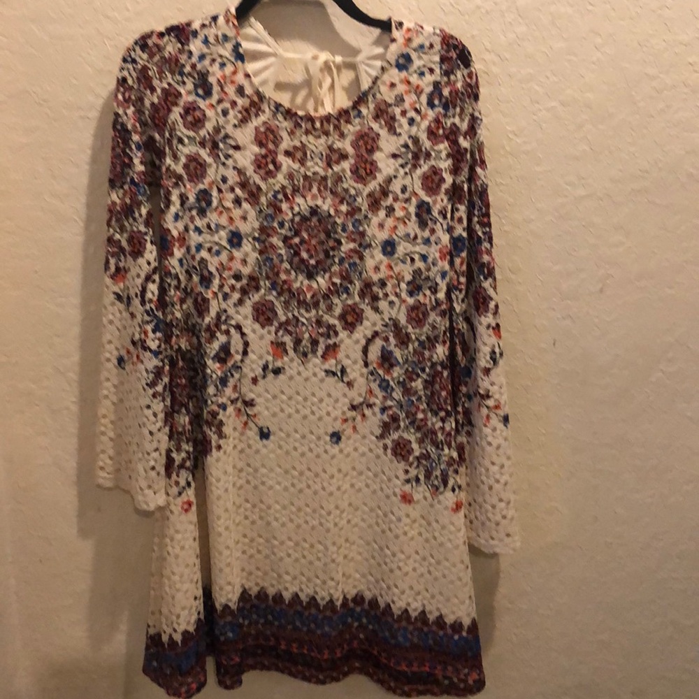 Crochet style bell sleeve dress